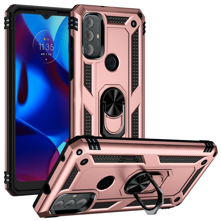 

For Motorola Moto G Power (2022) Shockproof TPU + PC Phone Case with Holder(Rose Gold)