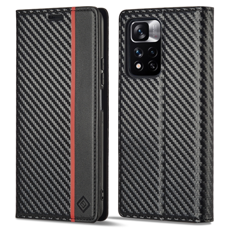 

For Xiaomi 11T / 11T Pro LC.IMEEKE Carbon Fiber Texture Flip Leather Phone Case(Vertical Black)