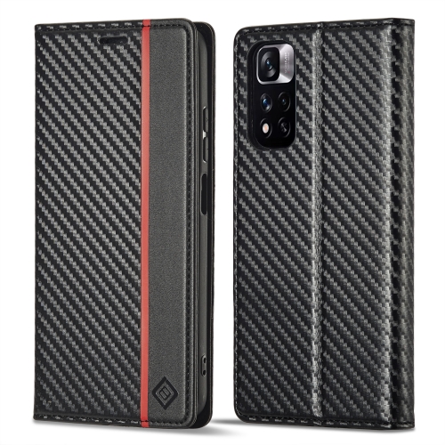 

For Xiaomi Redmi Note 11 Pro China LC.IMEEKE Carbon Fiber Texture Flip Leather Phone Case(Vertical Black)