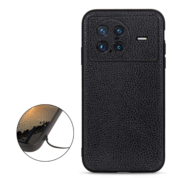 

For vivo X Note Accurate Hole Litchi Texture Genuine Leather Phone Case(Black)