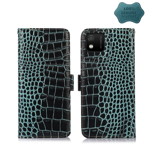 For Wiko Y52 Crocodile Top Layer Cowhide Leather Phone Case(Green)