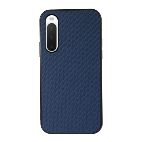 For Sony Xperia 10 IV Carbon Fiber Skin PU + PC + TPU Shockprof Protective Phone Case(Blue)