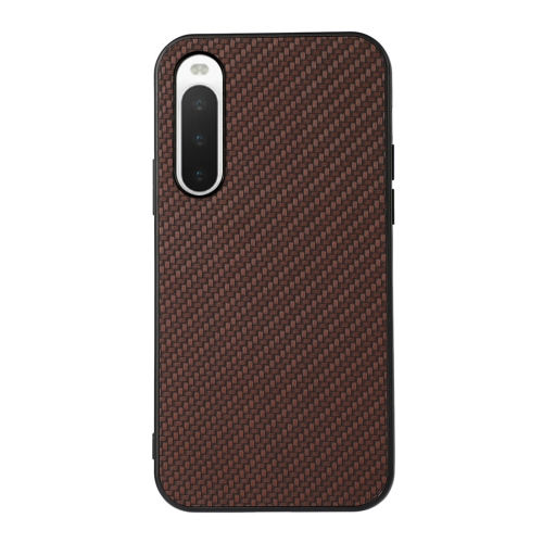 For Sony Xperia 10 IV Carbon Fiber Skin PU + PC + TPU Shockprof Protective Phone Case(Brown)