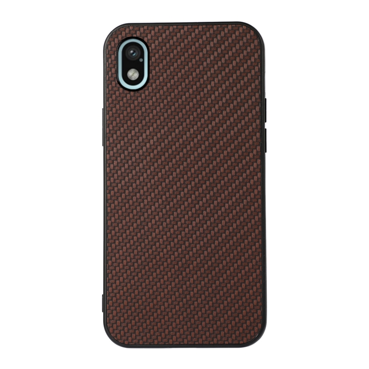 

For Sony Xperia Ace III Carbon Fiber Skin PU + PC + TPU Shockprof Protective Phone Case(Brown)