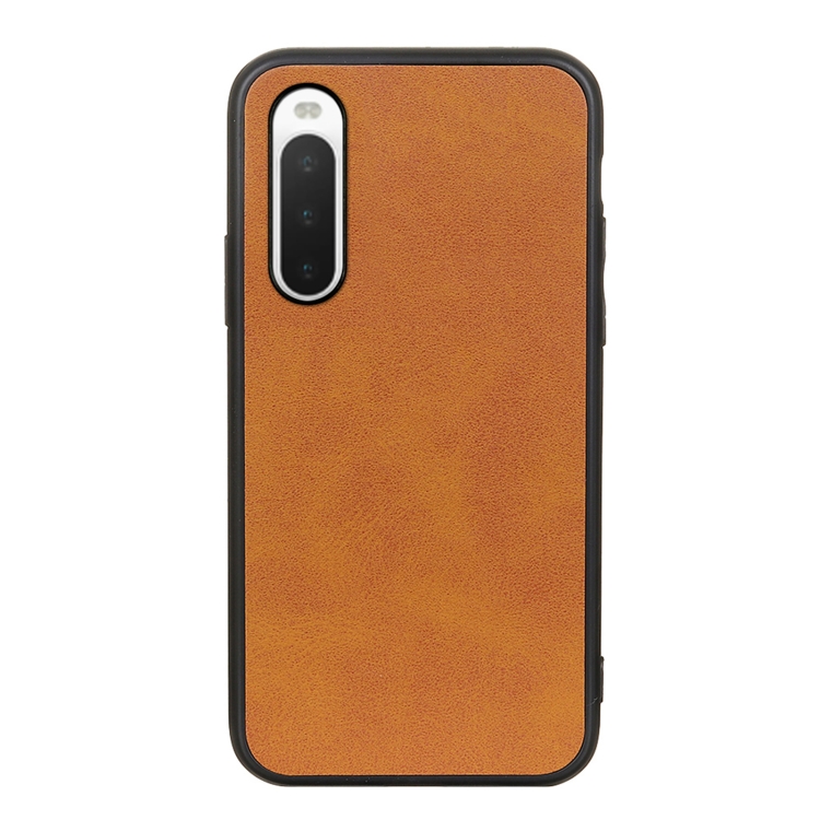 

For Sony Xperia 10 IV Two-color Cowhide Texture PU Shockproof Phone Case(Brown)