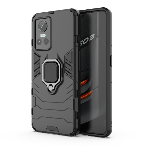 

For Realme GT Neo3 Shockproof PC + TPU Holder Phone Case(Black)