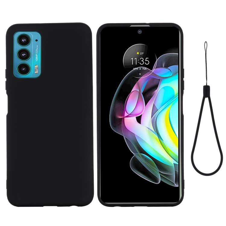 

For Motorola Edge 20 Pure Color Liquid Silicone Shockproof Phone Case(Black)