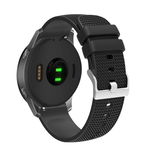 

22mm Pockmarked Silver Buckle Silicone Watch Band for Huawei Watch / Samsung Galaxy Watch(Black)