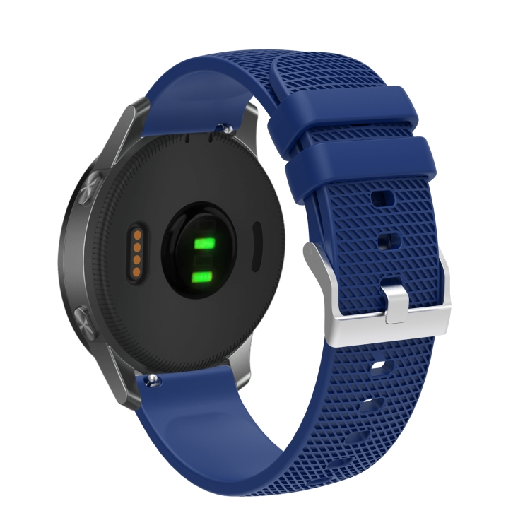 

22mm Pockmarked Silver Buckle Silicone Watch Band for Huawei Watch / Samsung Galaxy Watch(Navy Blue)