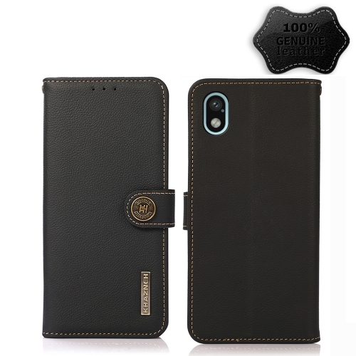 

For Sony Xperia Ace III KHAZNEH Custer Genuine Leather RFID Phone Case(Black)