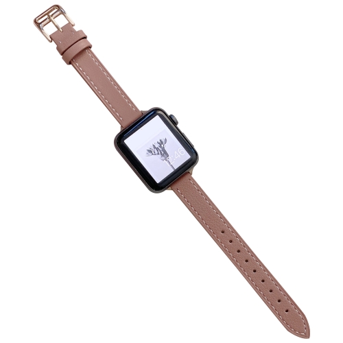 

Plain Leather Watch Band For Apple Watch Series 7 41mm / 6&SE&5&4 40mm / 3&2&1 38mm(F)