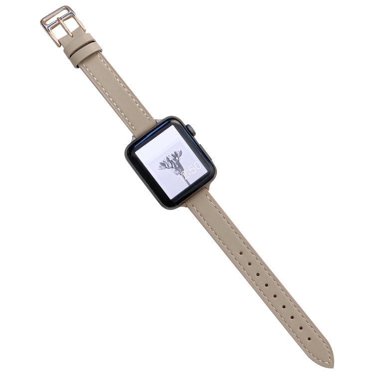 

Plain Leather Watch Band For Apple Watch Series 7 41mm / 6&SE&5&4 40mm / 3&2&1 38mm(G)