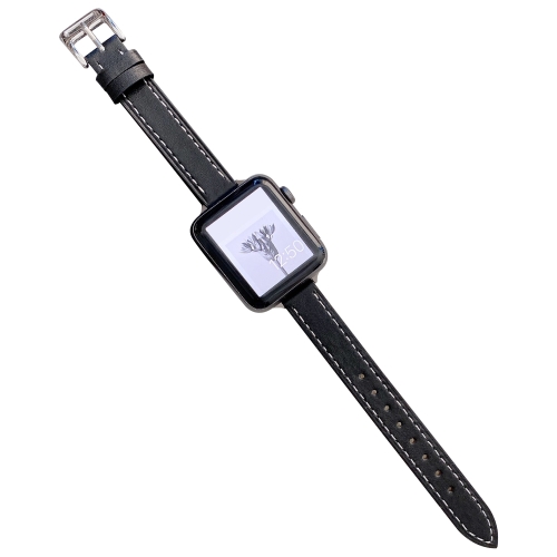 

Plain Leather Watch Band For Apple Watch Series 7 45mm / 6&SE&5&4 44mm / 3&2&1 42mm(C)