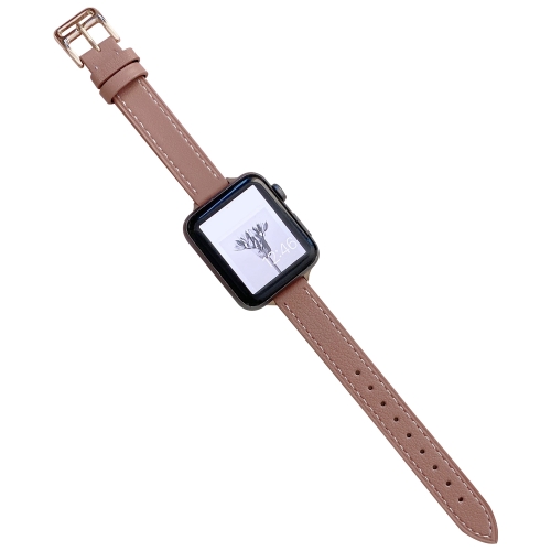 

Plain Leather Watch Band For Apple Watch Series 7 45mm / 6&SE&5&4 44mm / 3&2&1 42mm(F)