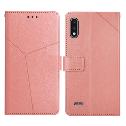 

For LG K22 Y Stitching Horizontal Flip Leather Phone Case(Rose Gold)