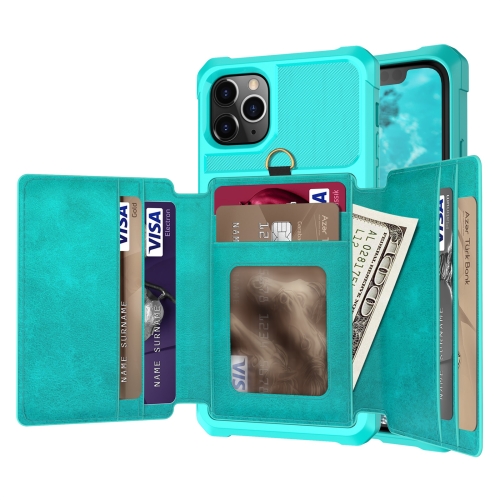 

10-Card Wallet Bag PU Back Phone Case For iPhone 11 Pro(Green)