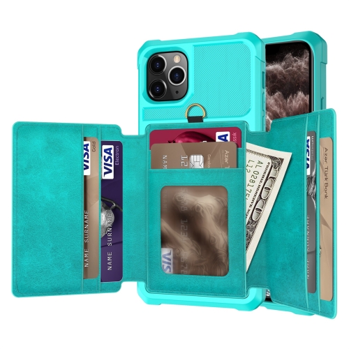 

10-Card Wallet Bag PU Back Phone Case For iPhone 11 Pro Max(Green)