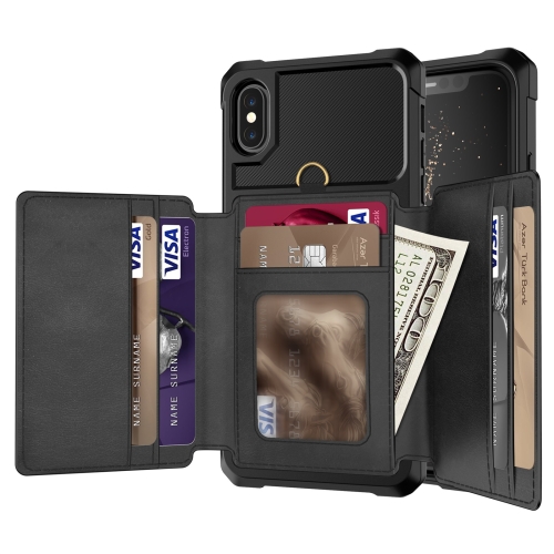 

10-Card Wallet Bag PU Back Phone Case For iPhone X / XS(Black)