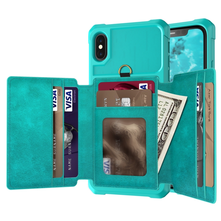 

10-Card Wallet Bag PU Back Phone Case For iPhone XS Max(Green)