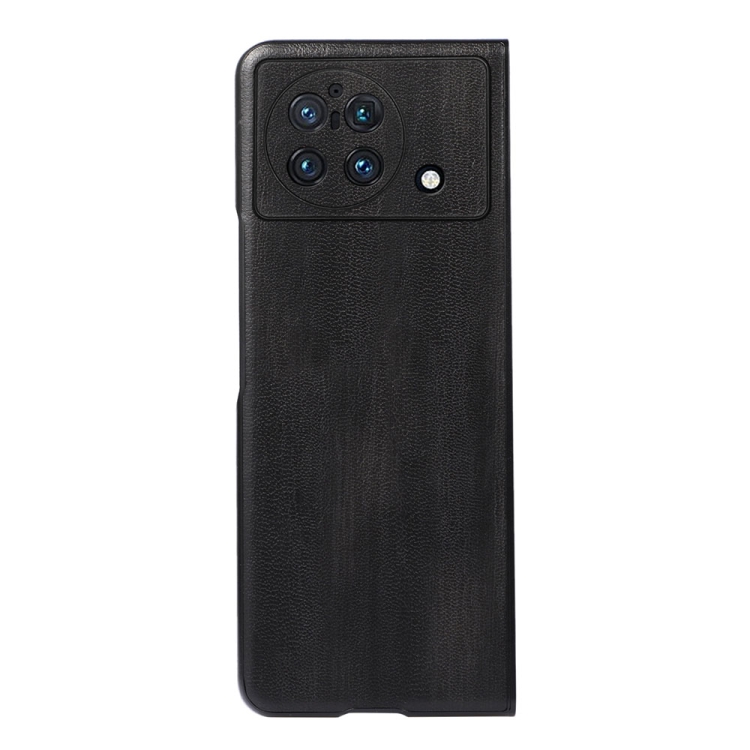 

For vivo X Fold Precise Hole Yellow Cow Texture PU Phone Case(Black)