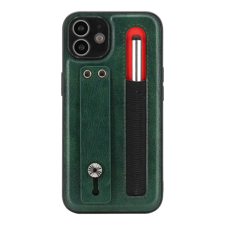 

Sliding Invisible Holder Phone Case with Touch Screen Pen For iPhone 12(Green)