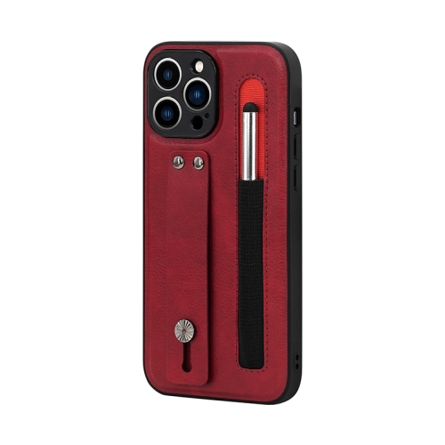 

Sliding Invisible Holder Phone Case with Touch Screen Pen For iPhone 12 Pro(Red)