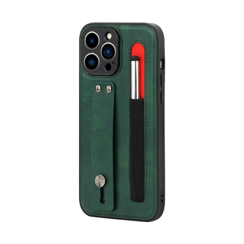 

Sliding Invisible Holder Phone Case with Touch Screen Pen For iPhone 13 Pro(Green)