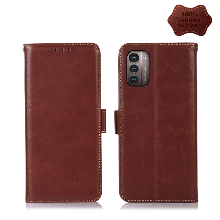 

For Nokia G11 / G21 4G Crazy Horse Top Layer Cowhide Leather Phone Case(Brown)