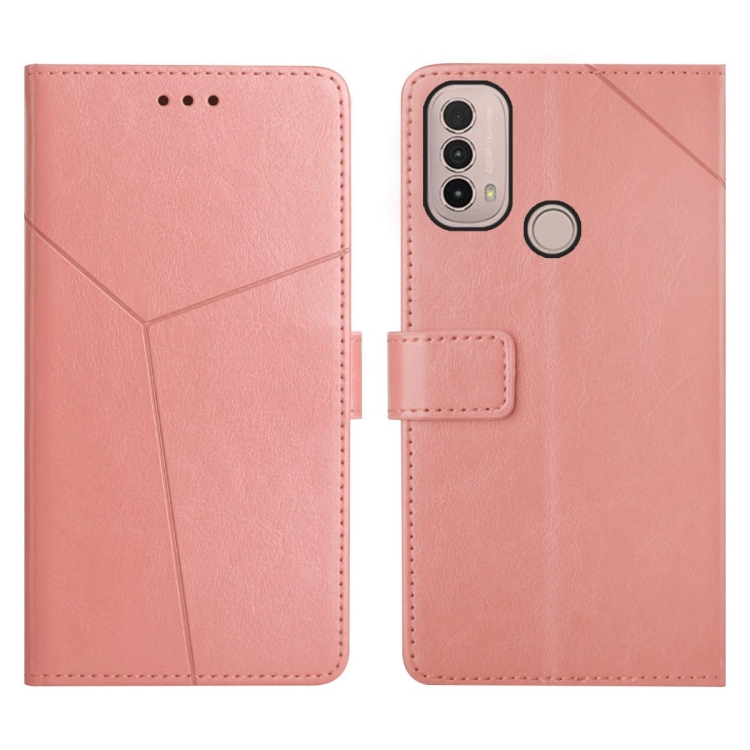 

For Motorola Moto E40 Y Stitching Horizontal Flip Leather Phone Case(Rose Gold)
