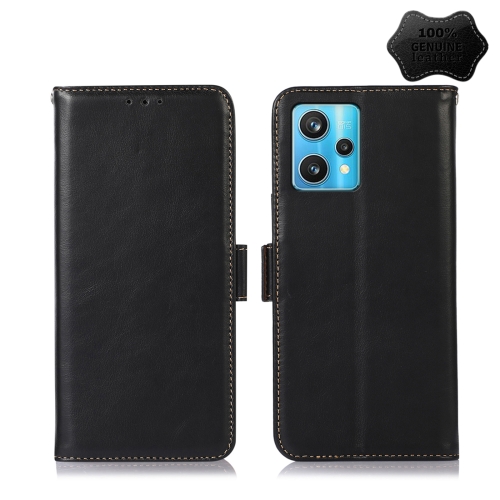 

For OPPO Realme 9 Pro+ Crazy Horse Top Layer Cowhide Leather Phone Case(Black)