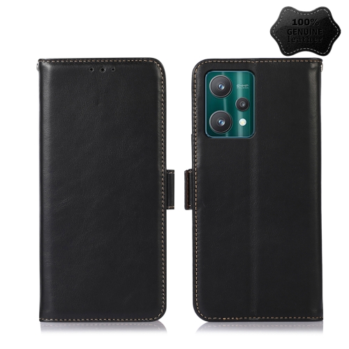 

For OPPO Realme 9 Pro Crazy Horse Top Layer Cowhide Leather Phone Case(Black)