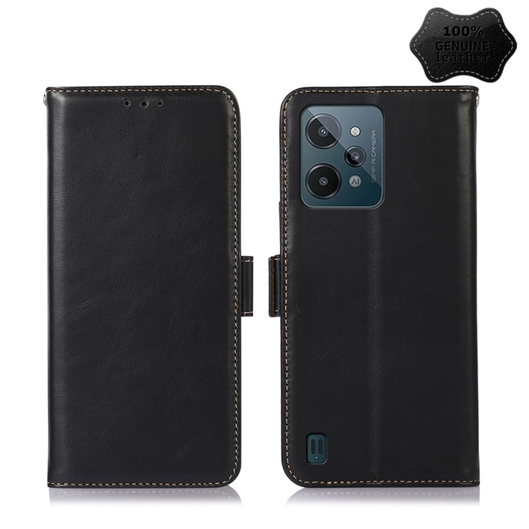 

For OPPO Realme C31 4G Crazy Horse Top Layer Cowhide Leather Phone Case(Black)