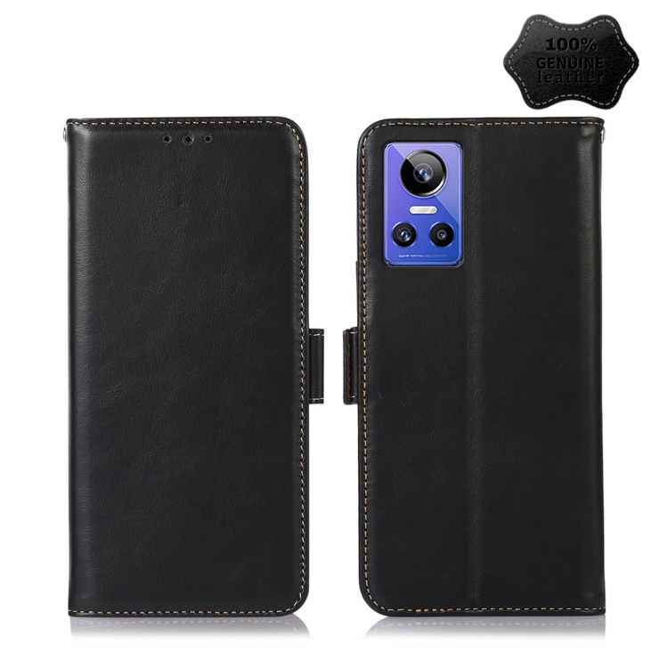 

For OPPO Realme GT Neo3 Crazy Horse Top Layer Cowhide Leather Phone Case(Black)