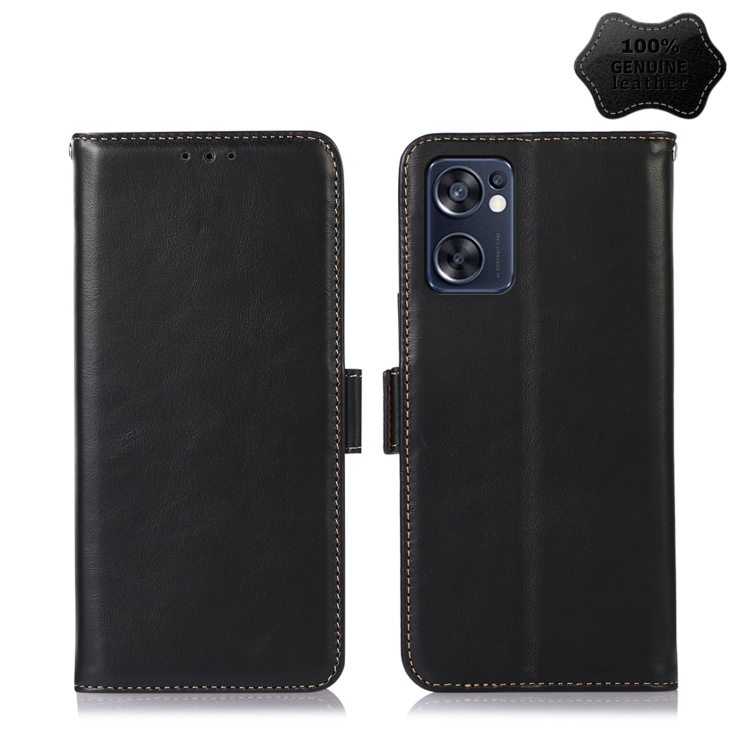 

For OPPO Reno7 SE 5G Crazy Horse Top Layer Cowhide Leather Phone Case(Black)