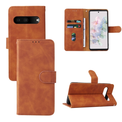 

For Google Pixel 7 Skin Feel Magnetic Flip Leather Phone Case(Brown)