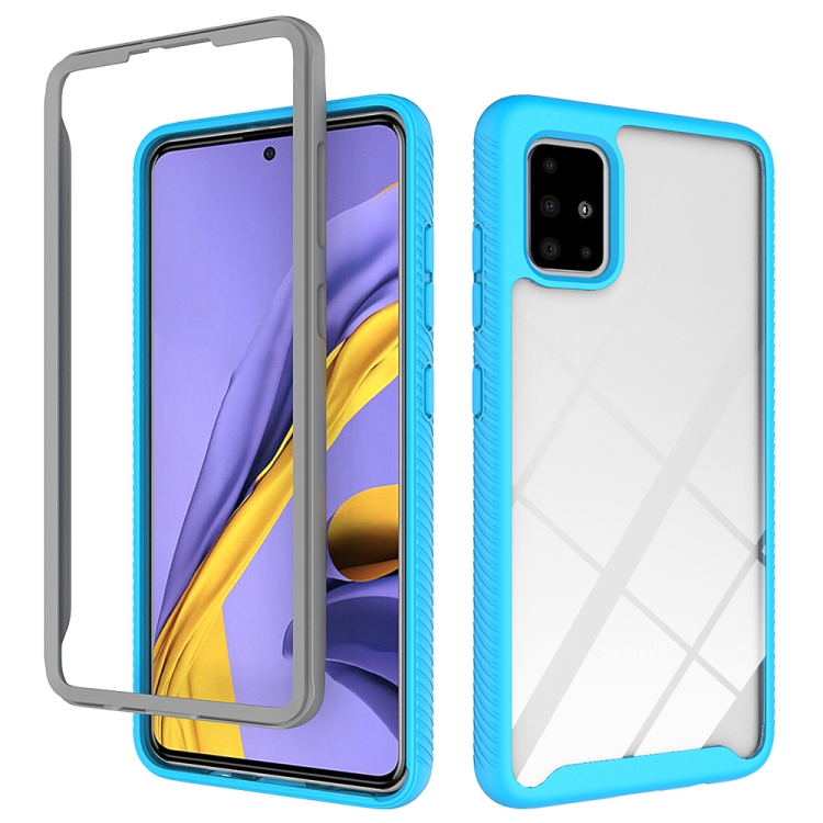 

For Galaxy A71 Two-layer Design Shockproof PC + TPU Protective Case(Light Blue)