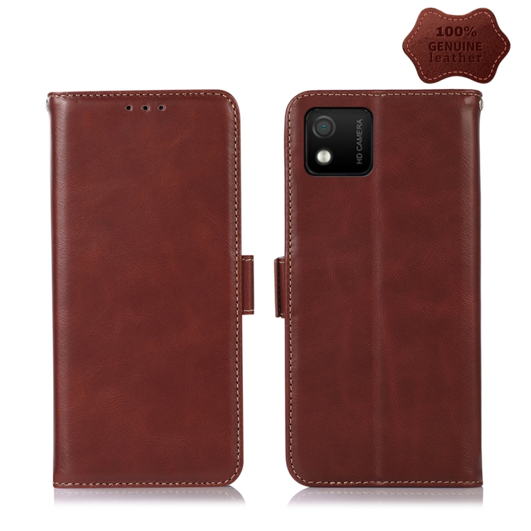 

For Wiko Y82 Crazy Horse Top Layer Cowhide Leather Phone Case(Brown)