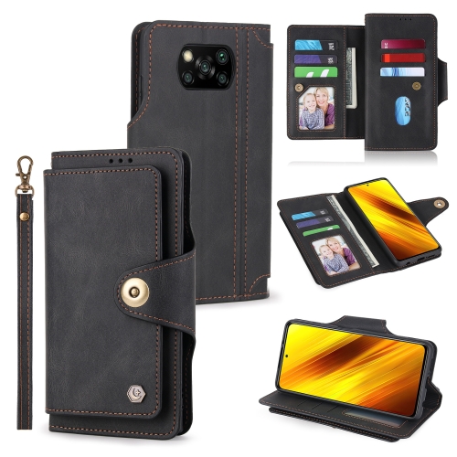 

For Xiaomi Poco X3 NFC / X3 Pro POLA 9 Card-slot Oil Side Leather Phone Case(Black)