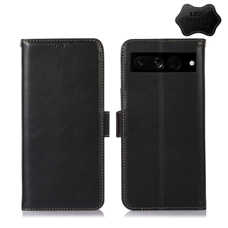 

For Google Pixel 7 Pro 5G Crazy Horse Top Layer Cowhide Leather Phone Case(Black)