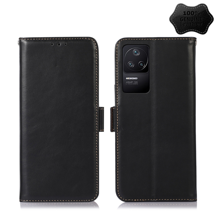 

For Xiaomi Redmi K40S Crazy Horse Top Layer Cowhide Leather Phone Case(Black)