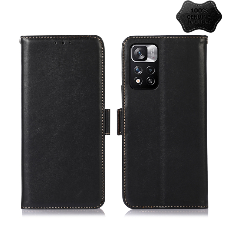 

For Xiaomi Redmi Note 11 Pro 4G / 5G Global Crazy Horse Top Layer Cowhide Leather Phone Case(Black)