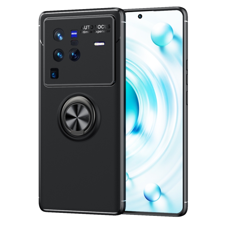 

For vivo X80 Pro Metal Ring Holder 360 Degree Rotating TPU Phone Case(Black)