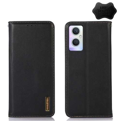 

For OPPO A96 5G CN Version / Reno7 Z 5G KHAZNEH Nappa Top Layer Cowhide Leather Phone Case(Black)