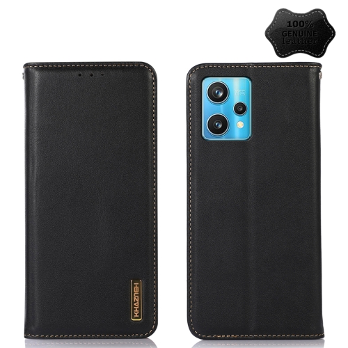 

For OPPO Realme 9 Pro+ KHAZNEH Nappa Top Layer Cowhide Leather Phone Case(Black)