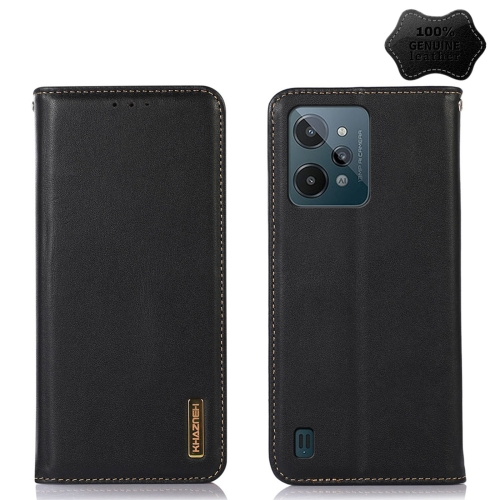 

For OPPO Realme C31 4G KHAZNEH Nappa Top Layer Cowhide Leather Phone Case(Black)
