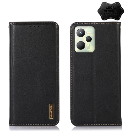 

For OPPO Realme C35 4G KHAZNEH Nappa Top Layer Cowhide Leather Phone Case(Black)