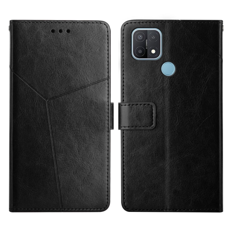 

For OPPO A15 / A15s Y Stitching Horizontal Flip Leather Phone Case(Black)