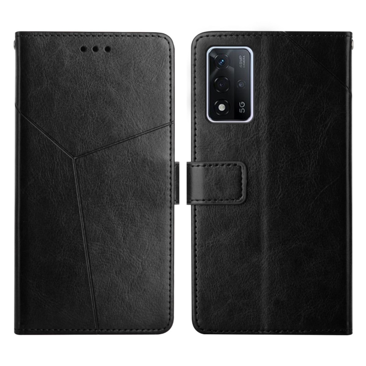 

For OPPO A93S 5G Y Stitching Horizontal Flip Leather Phone Case(Black)