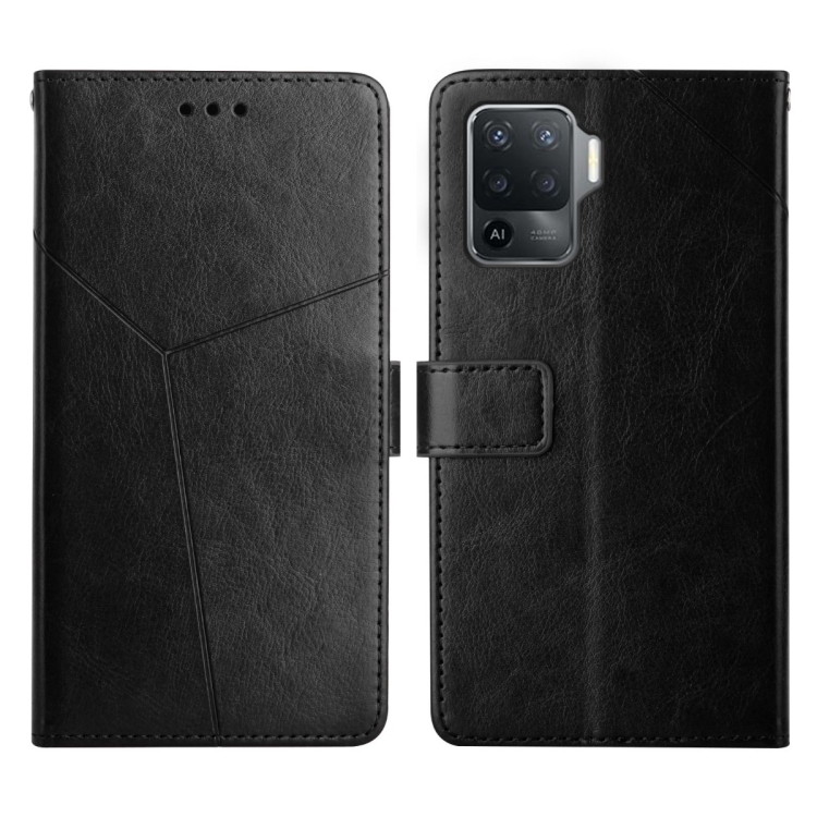 

For OPPO A94 4G Y Stitching Horizontal Flip Leather Phone Case(Black)
