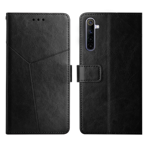 

For OPPO Realme 6 Y Stitching Horizontal Flip Leather Phone Case(Black)